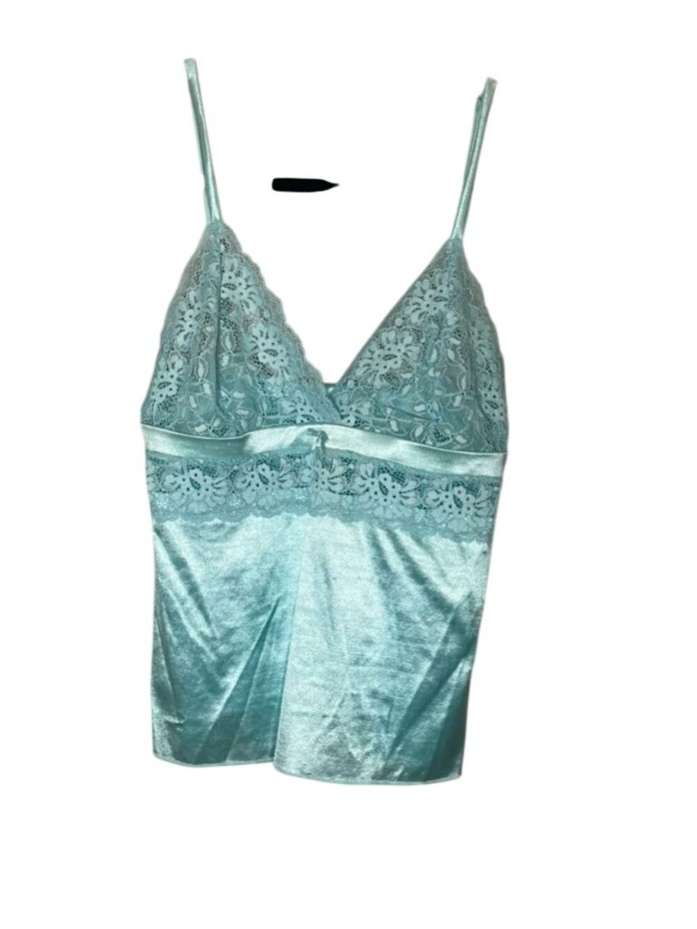 Colorful Floral Retro Babydoll Tank Top Blue M Satiny Festival Indie Hippie Y2K